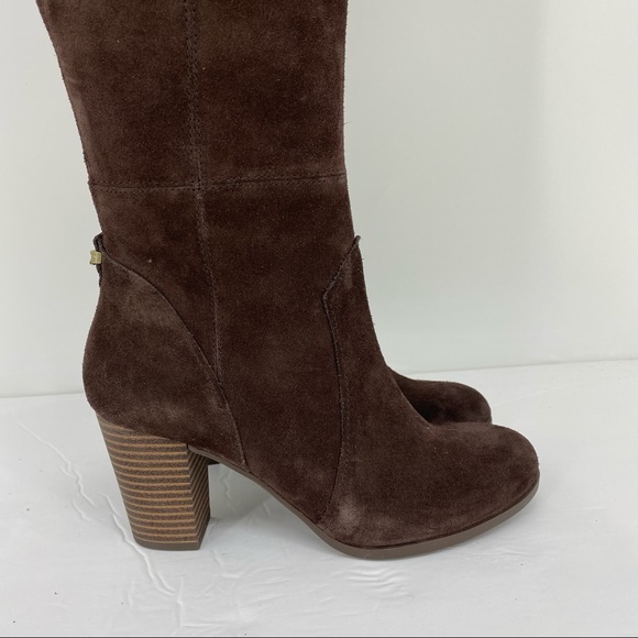 UGG Koolaburra Elinda Knee High Boots NEW Suede Brown Block Heel Western - Picture 5 of 14